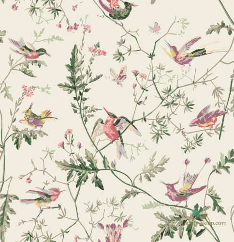 Tkanina z botanicznym wzorem Cole&Son Hummingbirds F62/1001 The Contemporary Collection