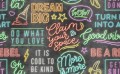 Fototapeta neonowe napisy i tynk Rebel Walls R19568 Neon Vibes Graphite Maximalism More is More