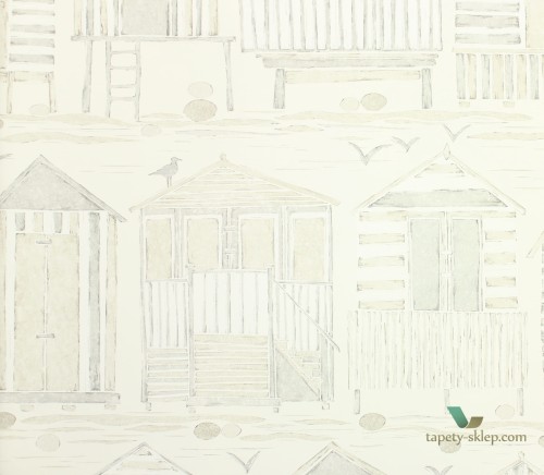 Tapeta marynistyczna Sanderson 216561 Beach Huts Port Isaac
