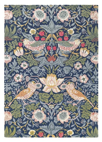 Niebiesko Złodziej Truskawek Zielony Dywan William Morris w Kwiaty - STRAWBERRY THIEF INDIGO 27708