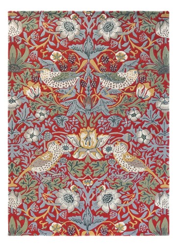 Czerwony Złodziej Truskawek Dywan William Morris w Kwiaty - STRAWBERRY THIEF CRIMSON 27700