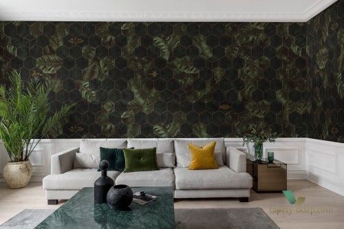 Fototapeta R17181 Hexagon Leaves Rebel Walls