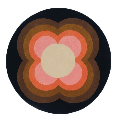 Okrągły Kolorowy Dywan Orla Kiely w Kwiaty - SUNFLOWER PINK 060005