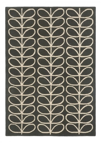 Czarno Beżowy Dywan Orla Kiely w Liście -  LINEAR STEM SLATE 060505