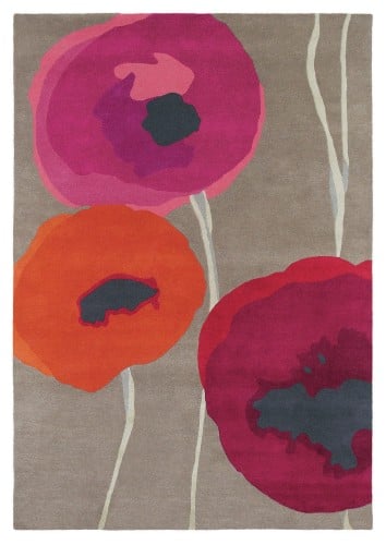 Czerwono Beżowy Dywan Sanderson w Kwiaty - POPPIES RED ORANGE 45700