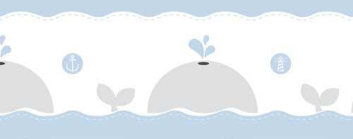 Border dziecięcy z wielorybami ICH Wallpaper 243-1 Baleine Lullaby