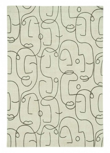 Beżowy dywan twarze abstrakcyjny wzór - EPSILON CHARCOAL 23801