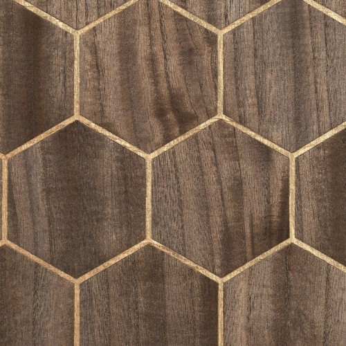 Tapeta Heksagony Fornir CMO Paris Bois Alveole Tabac Or WBO 03 70 Wood Wallcovering