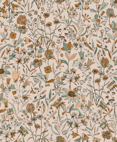 Tapeta w kwiaty i liście Caselio NGR103004345 Jardin De Giverny Nos Gravures