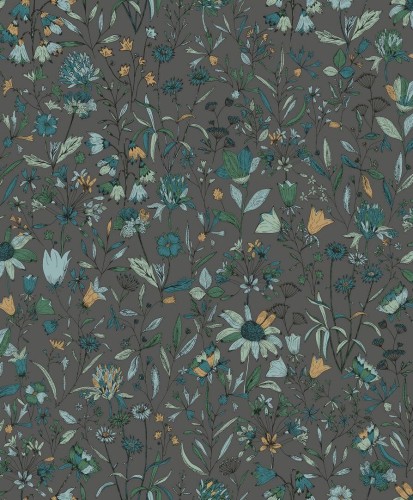 Tapeta w kwiaty i liście Caselio NGR103009655 Jardin De Giverny Nos Gravures