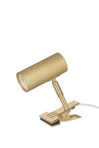 ! Lampa złota kinkiet z klipsem Hubble Brushed Brass 433265 Globen Ryflowana