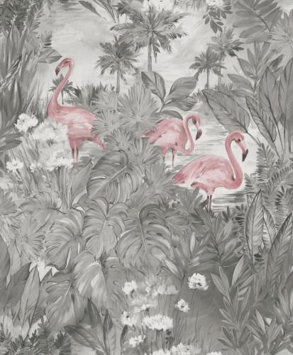 Tapeta flamingi i tropikalne liście Holden 91261 Sarasota Amazonia