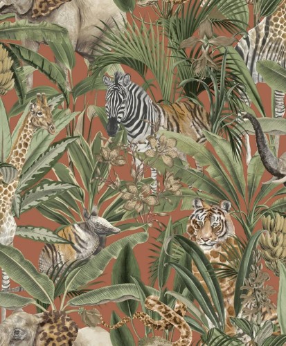 Tapeta w zwierzęta i tropikalne liście Holden 91311 Serengeti Amazonia