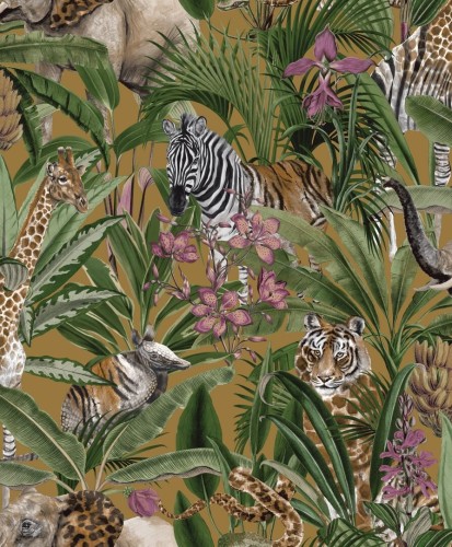 Tapeta w zwierzęta i tropikalne liście Holden 91313 Serengeti Amazonia