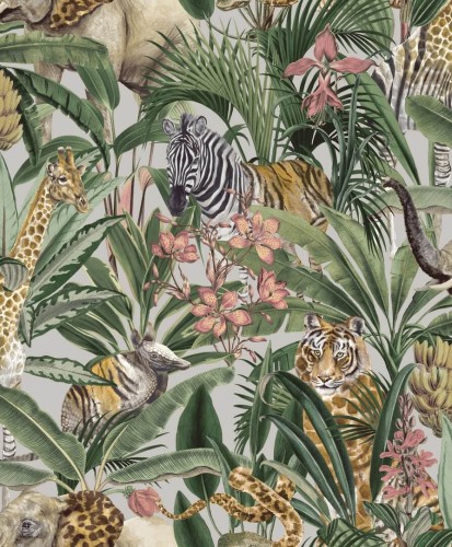 Tapeta w zwierzęta i tropikalne liście Holden 91314 Serengeti Amazonia