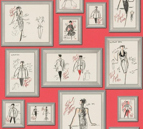 Tapeta szkice i projekty w ramkach 37846-2 Karl Lagerfeld