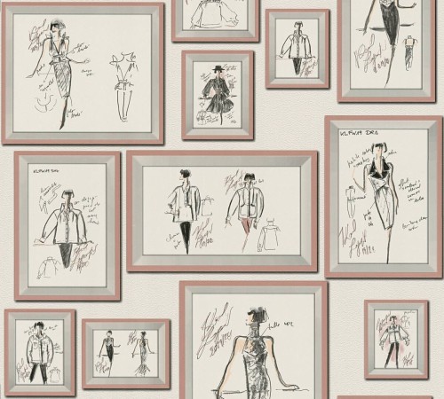 Tapeta szkice i projekty w ramkach 37846-4 Karl Lagerfeld