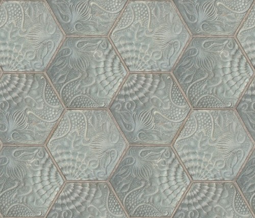 Tapeta heksagony Rebel Walls R18526 Hexagon Tiles Jade Pops