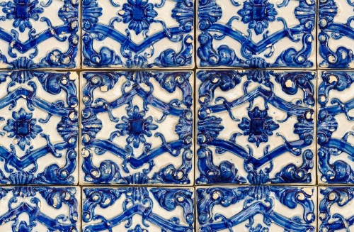 Tapeta jak płytki Rebel Walls R18548 Artisan Tiles Morocco Blue Pops