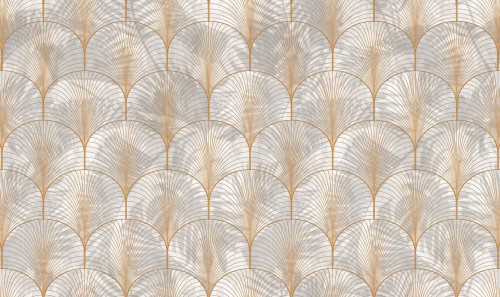 Tapeta w stylu Art-deco Rebel Walls R18573 Art Deco Palms Gold Pops