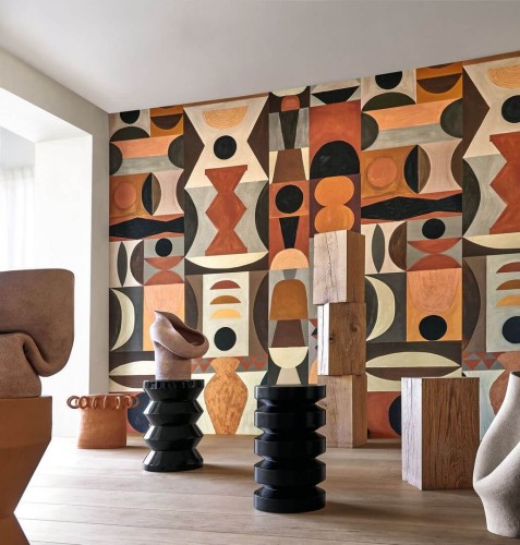 Mural geometryczny retro Casamance Modelage 75564180 L'Atelier