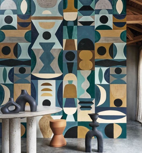 Mural geometryczny retro Casamance Modelage 75564282 L'Atelier