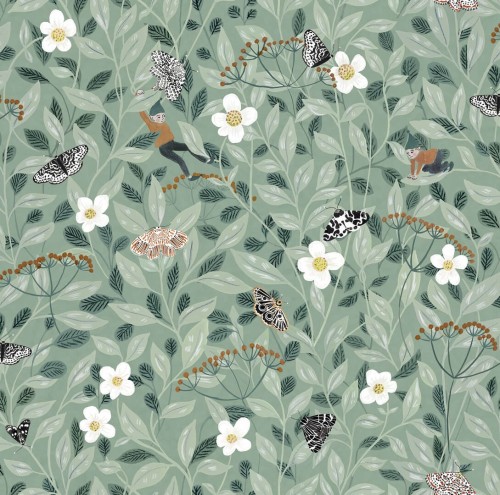 Tapeta botaniczna Rebel Walls R18111 Pixie Shore Mint Dreamland