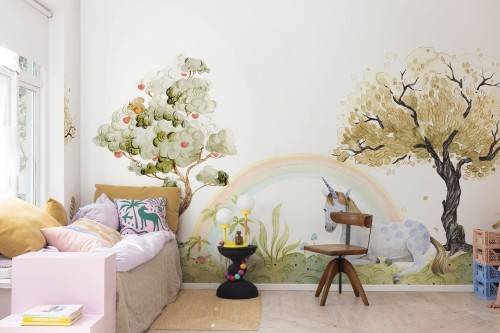 Fototapeta zaczarowany las Rebel Walls R18181 Unicorn Dream Rainbow Dreamland