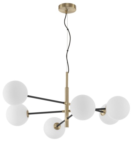 LAMPA WISZĄCA NOWOCZESNA MODERN NEW YORK 6 MLECZNE KULE ZŁOTA LE41767 Vitra