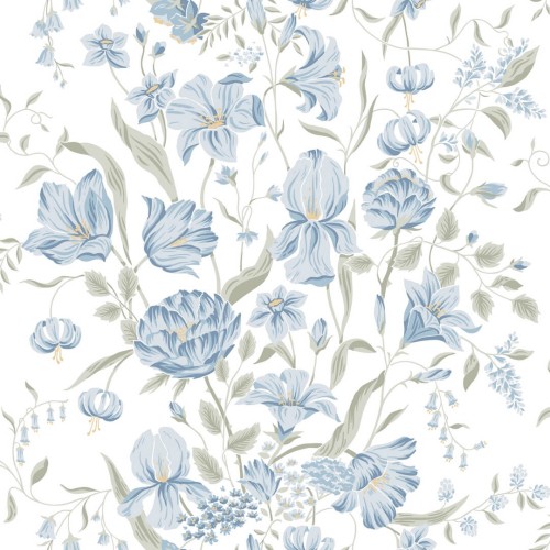 Tapeta kwiaty Sandberg S10162 Karins Bukett Sky Blue Huset i Solen