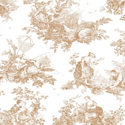 Tkanina Toile de Jouy Casadeco LBTJ 88031318 Tissu Scene D'ete Les Belles Toiles de Jouy