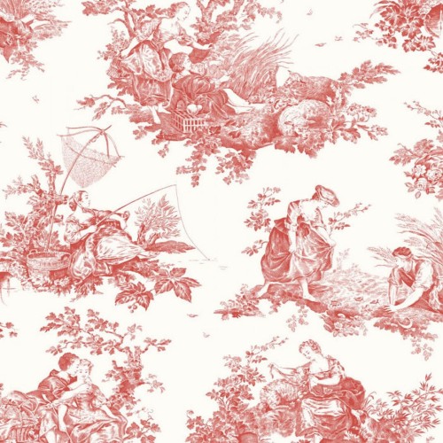 Tkanina Toile de Jouy Casadeco LBTJ 88038201 Tissu Scene D'ete Les Belles Toiles de Jouy