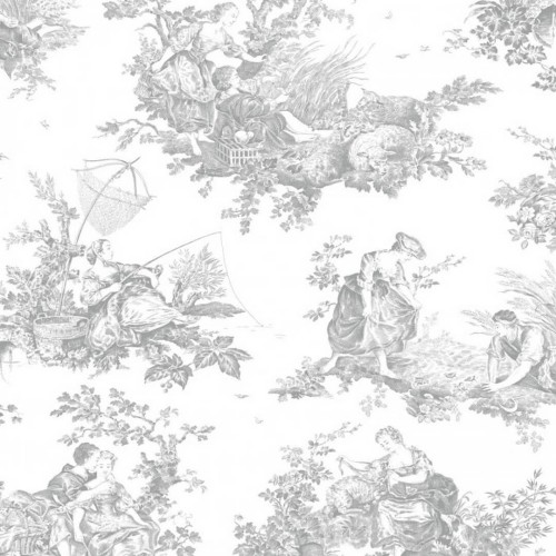 Tkanina Toile de Jouy Casadeco LBTJ 88039103 Tissu Scene D'ete Les Belles Toiles de Jouy