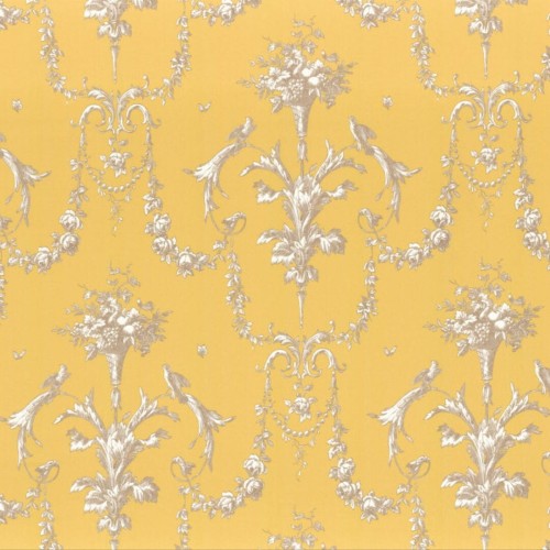 Tkanina Toile de Jouy z ornamentowym wzorem Casadeco LBTJ 88042524 Tissu Corne D'abondance Les Belles Toiles de Jouy