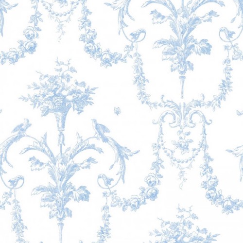 Tkanina Toile de Jouy z ornamentowym wzorem Casadeco LBTJ 88046716 Tissu Corne D'abondance Les Belles Toiles de Jouy