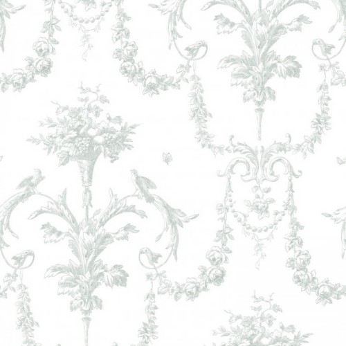 Tkanina Toile de Jouy z ornamentowym wzorem Casadeco LBTJ 88047323 Tissu Corne D'abondance Les Belles Toiles de Jouy