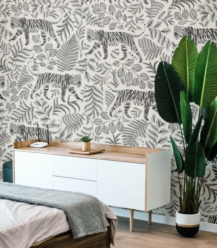 Mural tygrysy Wallcolors Camouflaged Tiger White Medicine