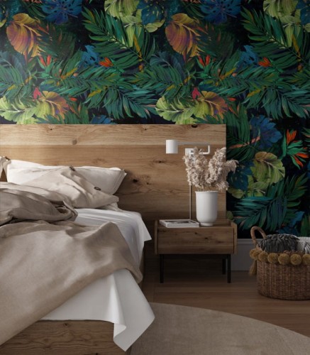 Mural tropikalne liście Wallcolors Blue Leaves Dzień Dobry
