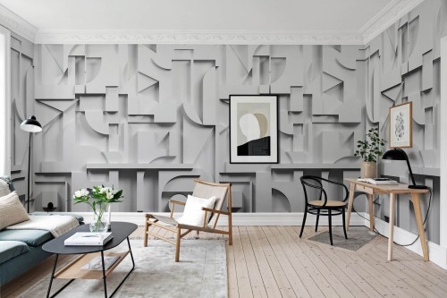 Fototapeta geometryczna efekt 3D Rebel Walls R19289 Caroline Grey Mic Linder