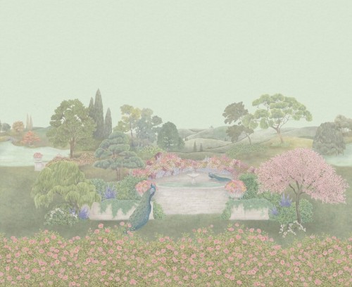Mural krajobraz angielskiego ogrodu Cole & Son Idyll 120/1001 The Gardens (zestaw 2 rolek)