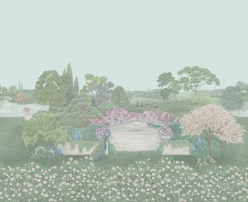 Mural krajobraz angielskiego ogrodu Cole & Son Idyll 120/1003 The Gardens (zestaw 2 rolek)