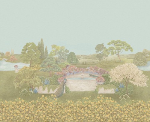 Mural krajobraz angielskiego ogrodu Cole & Son Idyll 120/1004 The Gardens (zestaw 2 rolek)