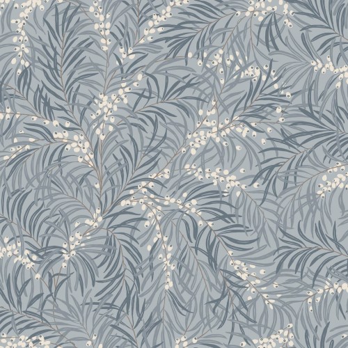 Tapeta liście Sandberg S10226 Idun Misty Blue Villa Dalaro II