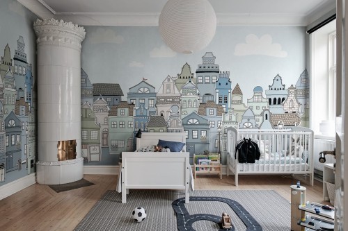 Fototapeta londyńska kamienica Rebel Walls R14603 London Houses Blue Rebel Favorites