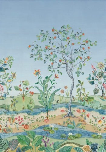 Mural botaniczny krajobraz Sizal Osborne & Little W7817-03 Mythica Mural Grasscloth Rhapsody