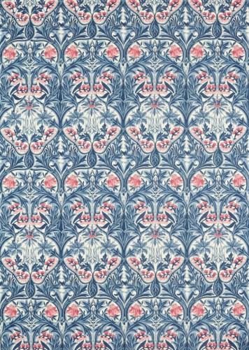 Tkanina ze wzorem roślinnego ornamentu Morris & Co. 227037 Bluebell Emery Walker's England