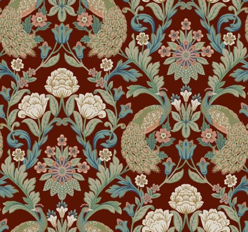 Tapeta pawie i kwiaty York Wallcoverings AC9106 Plume Dynasty Art & Crafts