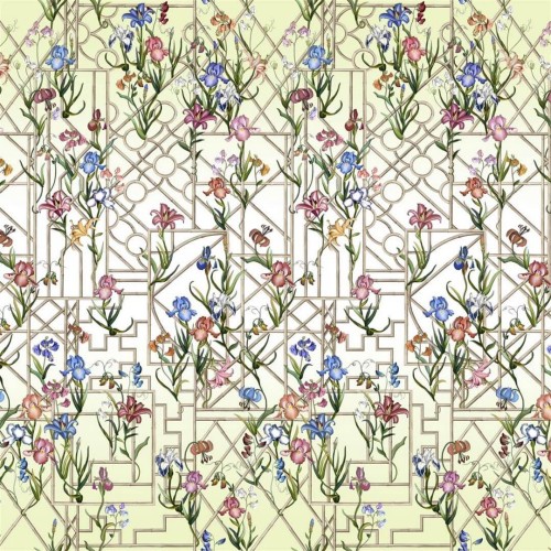 Mural kwiaty i bambusowy treliaż Christian Lacroix PCL7053/01 Fretwork Garden Panoramic Lacroix Stravaganza
