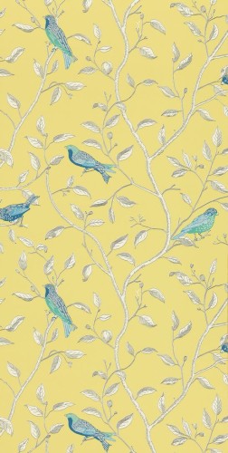 Tapeta botaniczna Sanderson DOPWFI101 Finches One Sixty