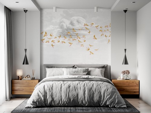 Mural chmury i jaskółki PaperMint SWALLOW CLOUD Ambre Royale 851 Origins